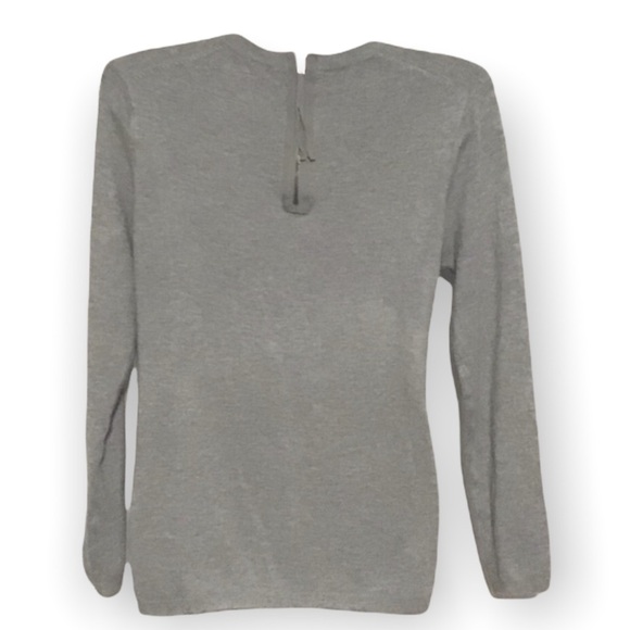 Zara Gray Knit Long Sleeve Soft Sweater Shirt Medium with Back Zipper - Picture 2 of 4